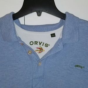 Orvis Men's XL Short Sleeved Light Blue Polo